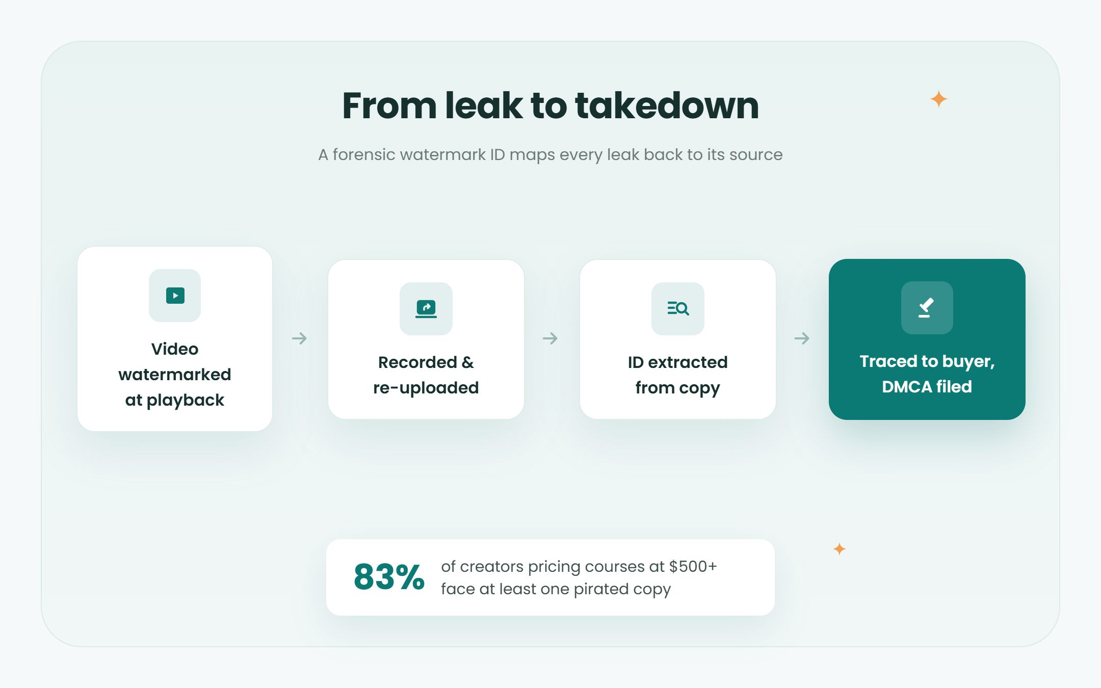 How a forensic watermark traces a leaked video back to the buyer for a DMCA takedown
